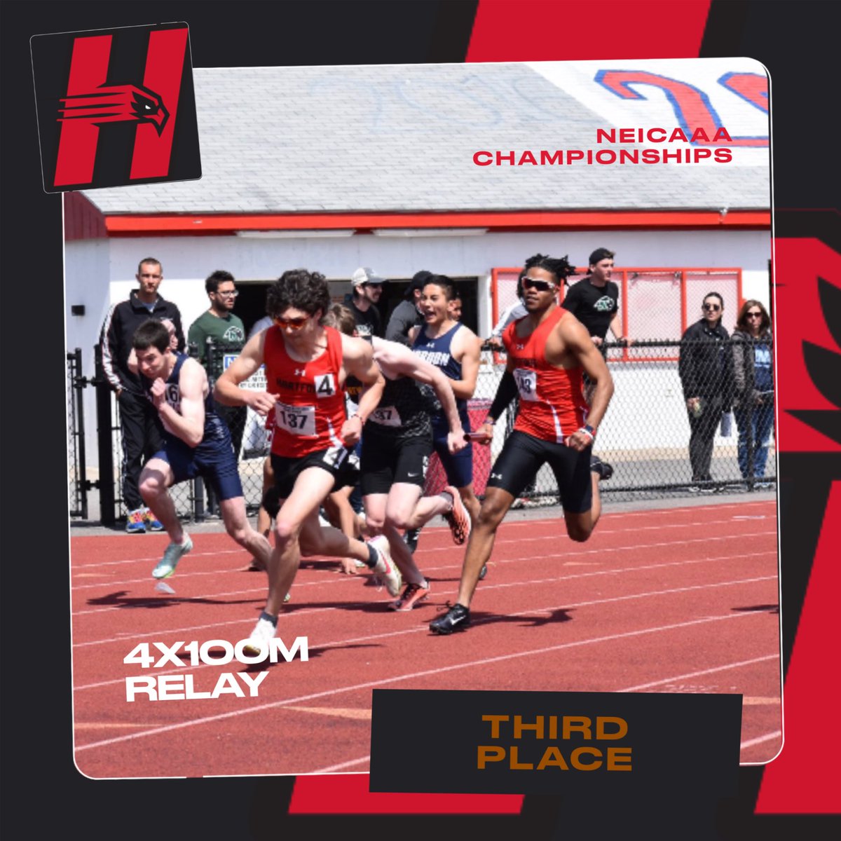 Freshman Jordan Murphy  finished atop the podium with a #3 all-time mark of 4233 points registered  

The 4x100m relay finished atop the podium improving their #3 all-time mark with a combined time of 42.12. 

#HawksRISE | #CapitalCityTeam