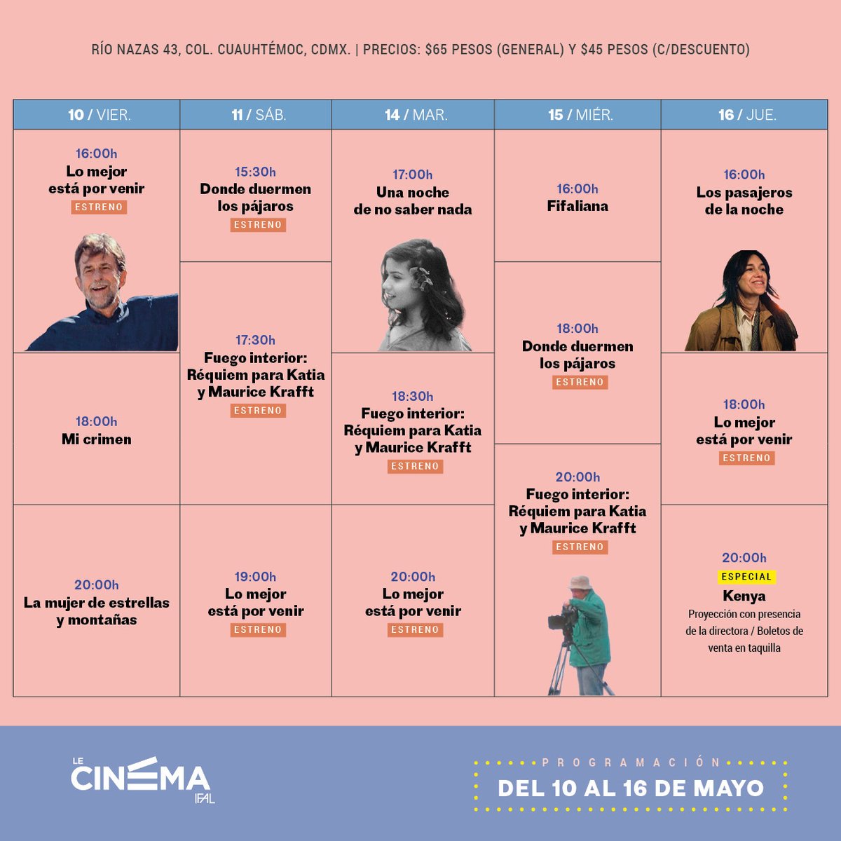 🍿Cine l ¿Te gusta el cine francés?

Te compartimos la cartelera de @_lecinema del viernes 10 al jueves 16 de mayo.

🎞 Info swll.to/n75aBBL
🎟Boletos de venta en taquilla
🗣Todas las películas tienen subtítulos en español
📍Río Nazas 43, Col. Cuauhtémoc