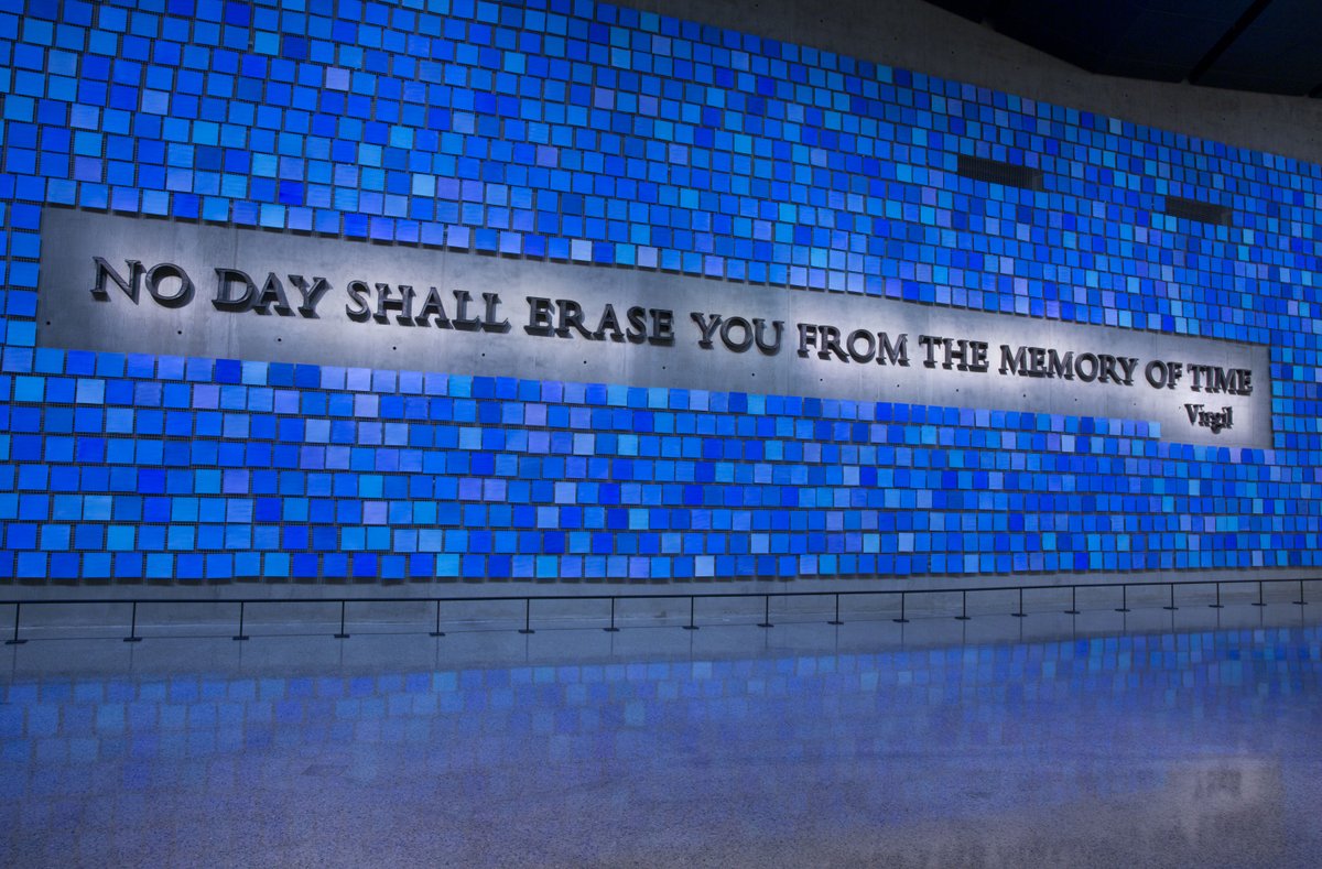 “Trying to Remember the Color of the Sky on That September Morning,” created by Spencer Finch, has 2,983 individual paper tiles – one for every person killed by terrorist attacks at the World Trade Center. #RemembertheSky