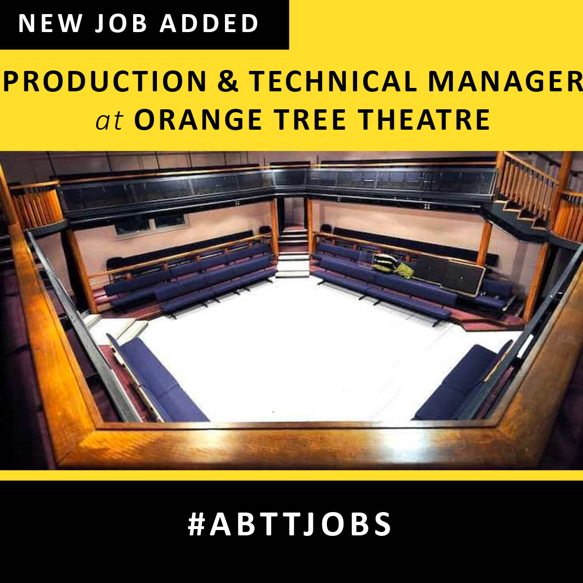 The Orange Tree Theatre are currently recruiting Production & Technical Manager to support their busy producing theatre with technical expertise and production management.

Find out more and apply here: abtt.org.uk/jobs/productio…

#ABTTjobs #TheatreJobs #BackstageJobs