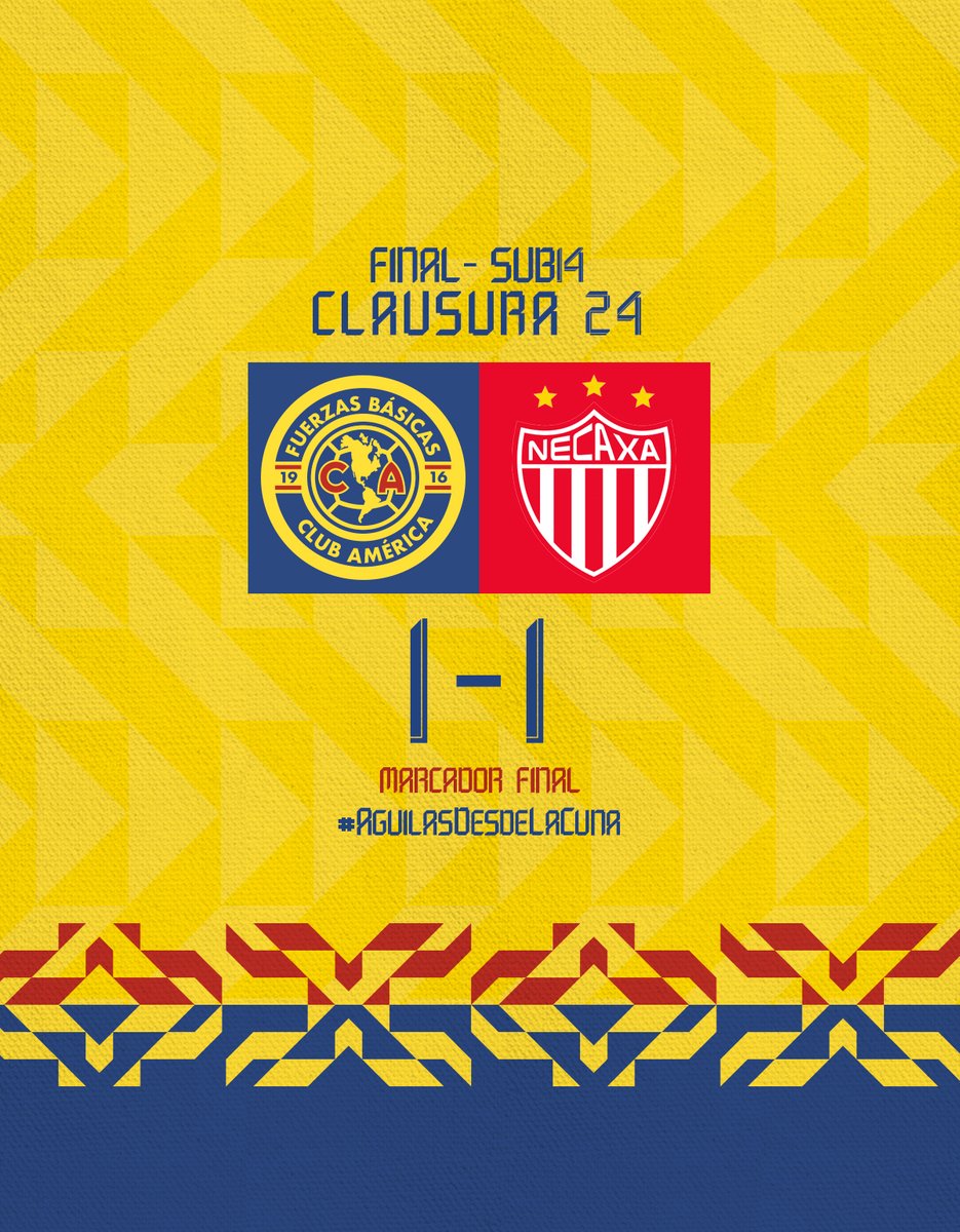 #Sub14 | 𝗠𝗮𝗿𝗰𝗮𝗱𝗼𝗿 𝗳𝗶𝗻𝗮𝗹 

𝗟𝗮 𝗚𝗥𝗔𝗡 𝗳𝗶𝗻𝗮𝗹         

América 1-1 Necaxa (2-1)   
#ÁguilasDesdeLaCuna 🦅