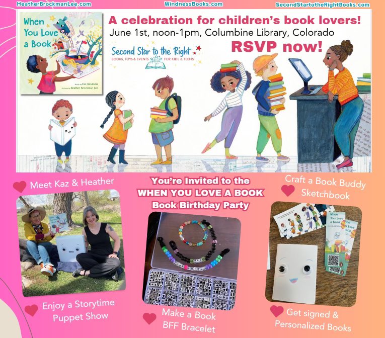 Hello friends! Grab your book BFF and join us for a very special book birthday party on Saturday, June 1st for “When You Love a Book” storytime & puppet show, games, crafts, and much more, perfect for the whole family! events.humanitix.com/when-you-love-…