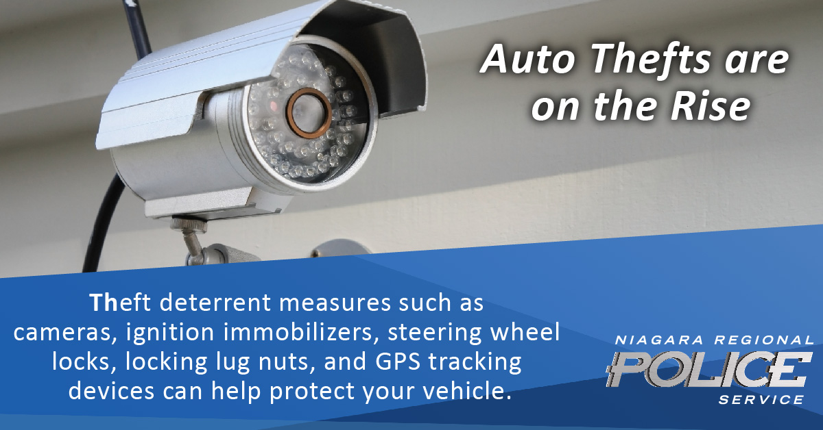 Help #ProtectYourRide with added layers of security. Consider installing cameras, ignition immobilizers, steering wheel locks, locking lug nuts or GPS tracking to help keep your vehicle safe. For more #AutoTheftPrevention tips visit: nigarapolice.ca/en/community/a… #SteerClearOfTheft