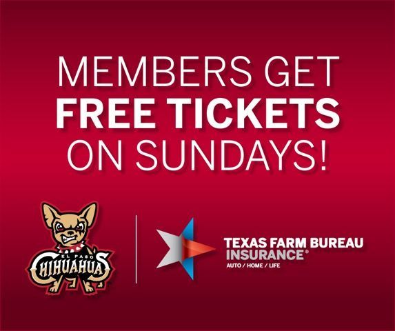 Texas Farm Bureau Insurance (@TXFBinsurance) members have the chance to get free tickets to Sunday home games this season! Show proof of your membership at the ticket office to get your tickets. ⚾️🎟️