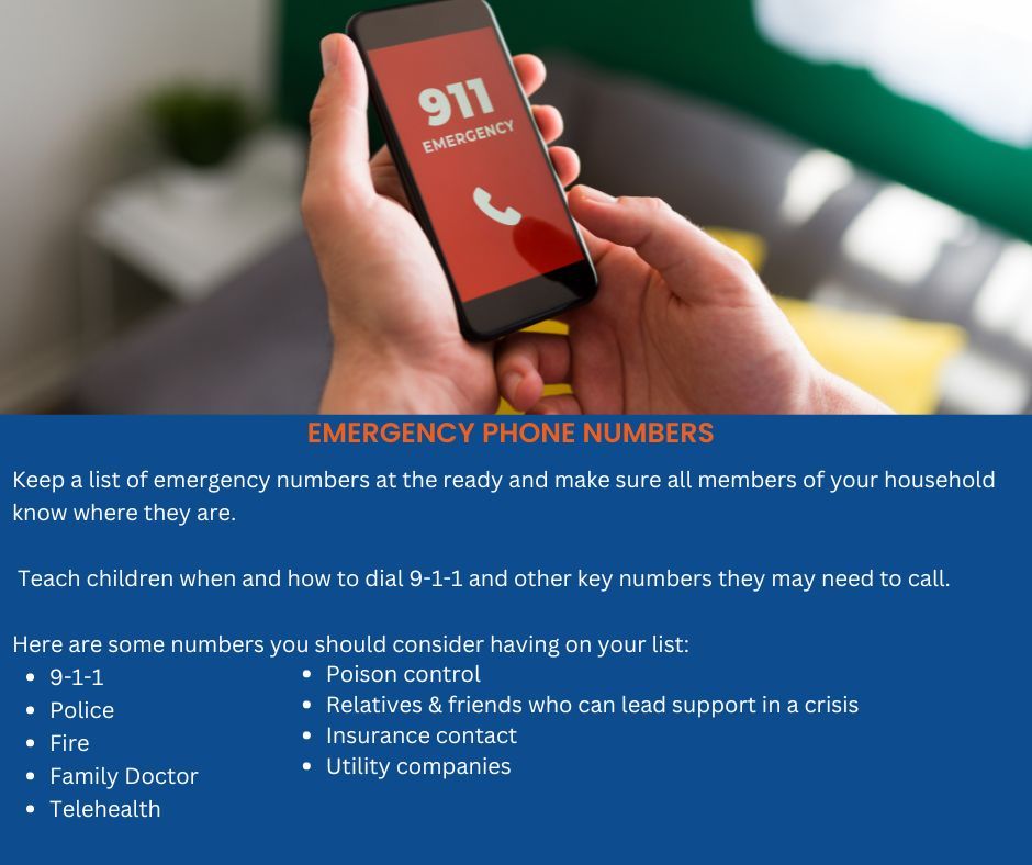 Do you have a list of phone numbers in case of an emergency?

It is important to keep a list of emergency numbers and ensure all household members know where they are. 

Teach your children to dial 9-1-1 and other key numbers they may need to call!

#EPWeek2024 #ReadyforAnything