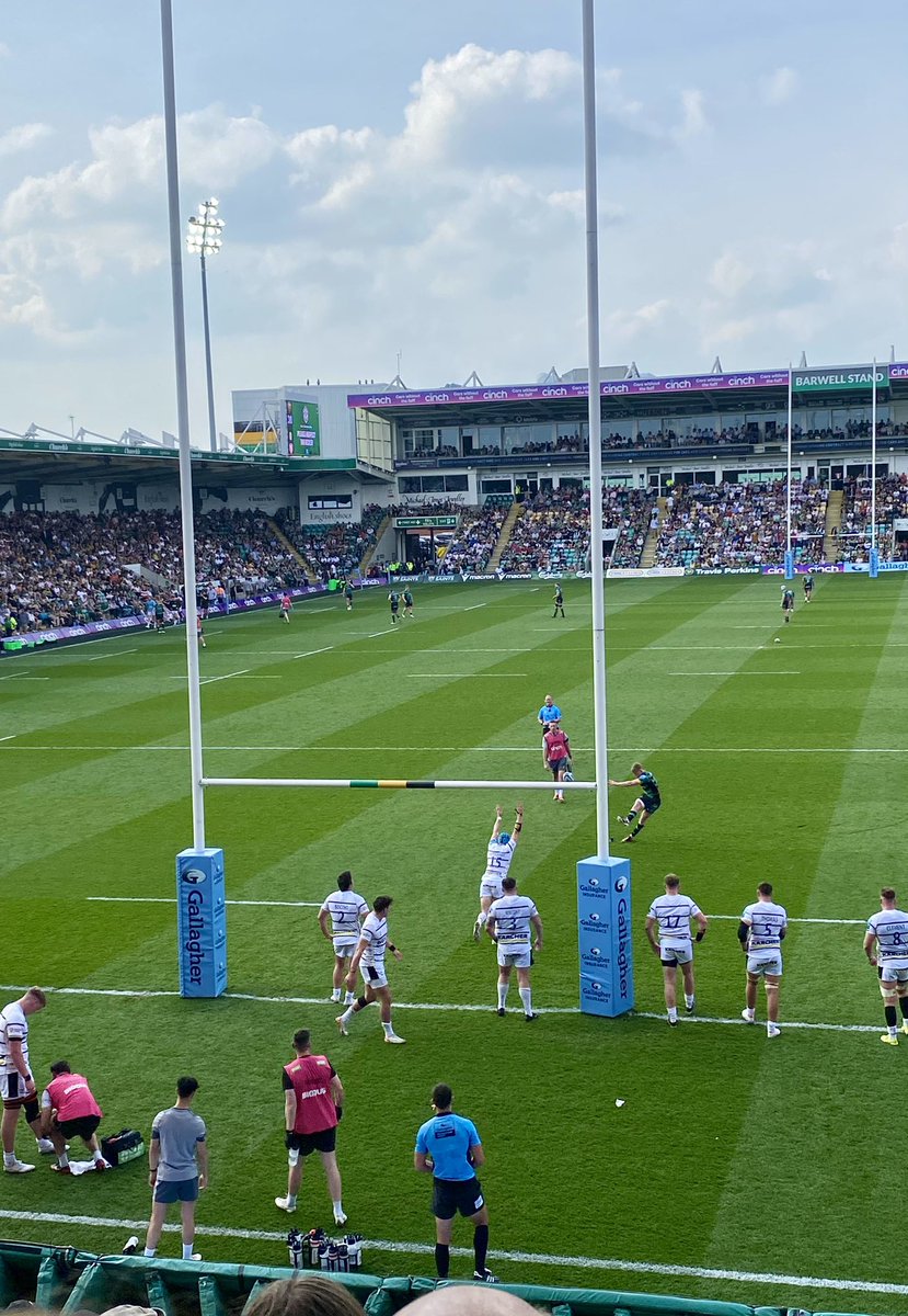Great to be back at Franklins Gardens watching the Northampton Saints destroy Gloucester to secure a home semi-final spot in the Gallagher Premiership … sun was shining …. tries were flowing and 90-0 seemed a fair reflection of the effort and skills on show #COYS