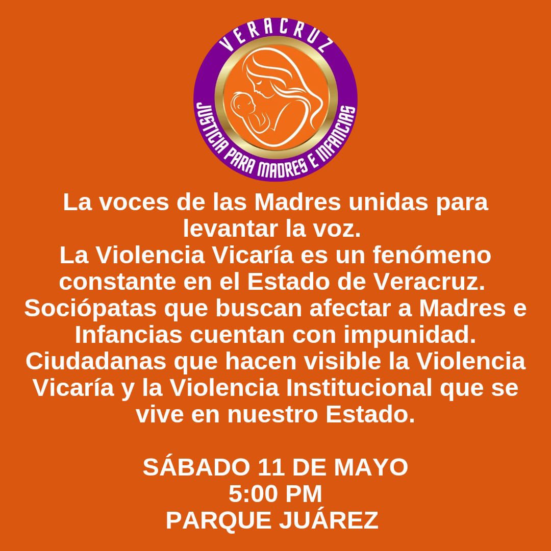 #Veracruz | Hoy a las 5:00pm en el Parque Juárez, de Xalapa, madres víctimas de violencia vicaria del colectivo Justicia para Madres e Infancias harán una exposición en tendedero de madres judicializadas. Invitadas todas a acompañar y sumarse 💜