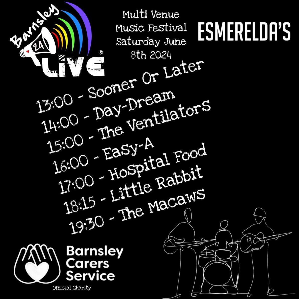 Barnsley Live 2024 - Esmerelda's Bar line up! 🎉