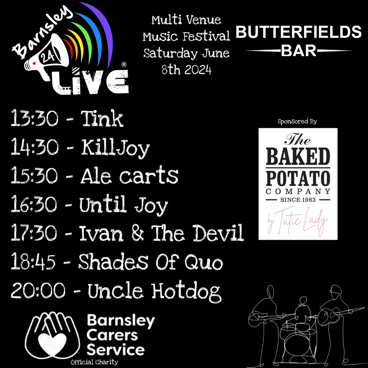 Barnsley Live 2024 - Butterfield's Bar line up! 🎉