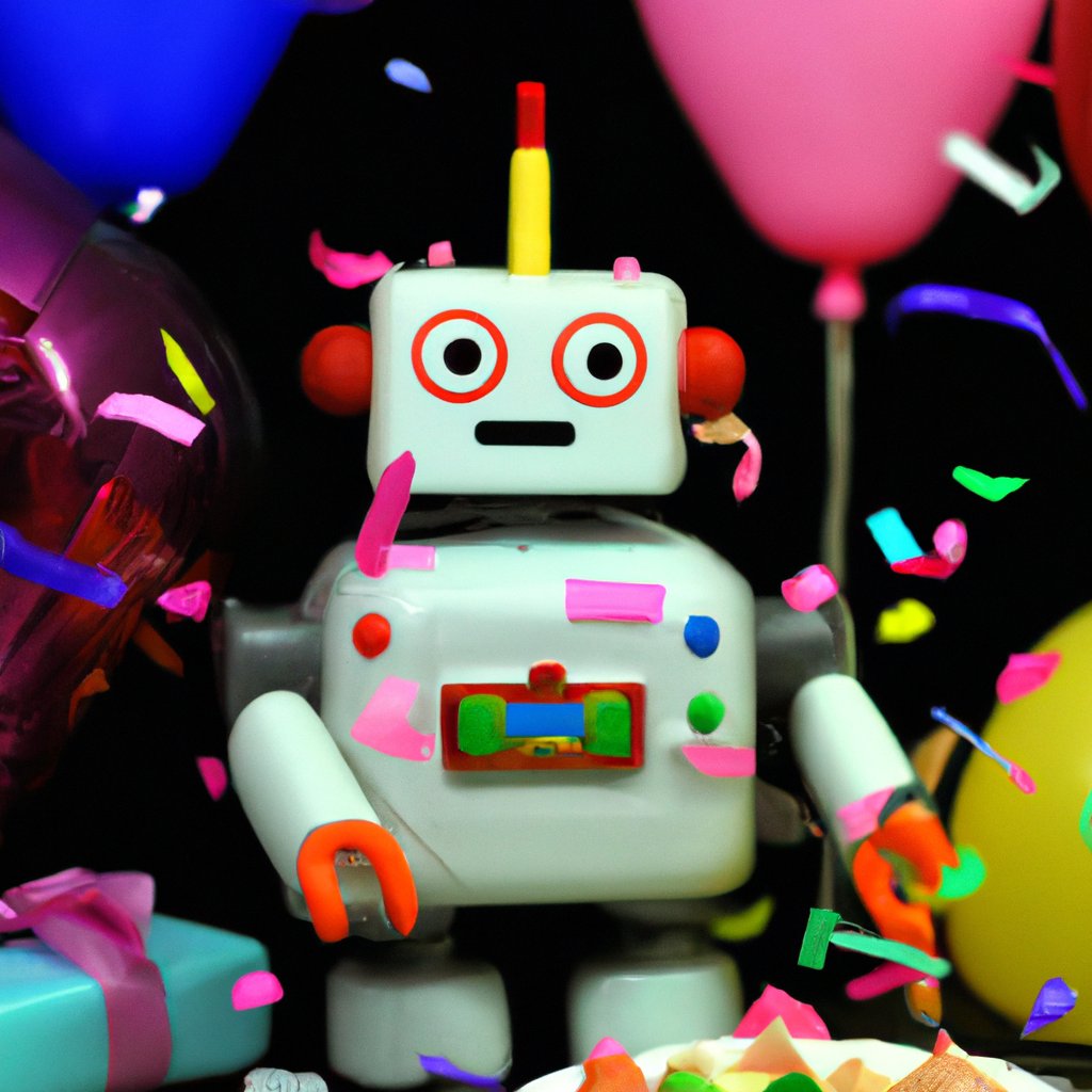 'A wind-up toy robot with wide-eyed astonishment, standing in the midst of a vibrant surprise birthday party, complete with floating multicoloured confetti, glowing balloons, and a brightly lit cake with flickering candles.'
#AIArt #AI #chatgpt4 #dalle2 #OpenAi #AIFeelings