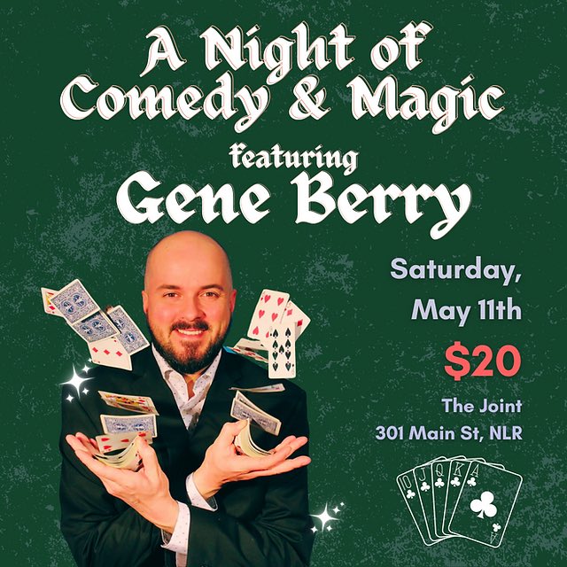 We've got A Night of Comedy &amp; Magic featuring the super talented Gene Berry! He has entertained a multitude of people all over the South with his quick wit, off beat humor and amazing magic.
Showtime is 8pm.

Purchase Your Tickets Now at:
thejointargenta.com/events/a-night…