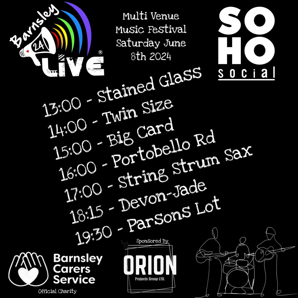 Barnsley Live 2024 - SOHO Social line up! 🎉