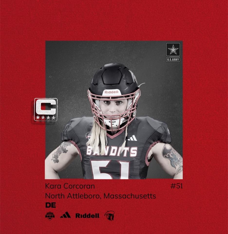 Game 5 Captain today is KARA CORCORAN!! Kara is an active leader on the team, making plays in all 3 phases of the game; offense, defense &amp; special teams. An active service member of the U.S. Army, her leadership there translates directly onto the field. Congrats @queenofmaneuver!