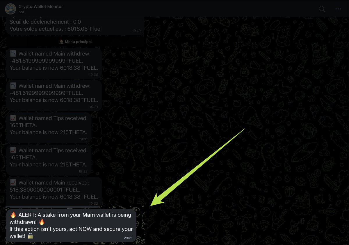 TechSherpa_'s tweet image. #ThetaFam The bot is now ready to monitor your stakes and will alert you if a stake is being withdrawn!