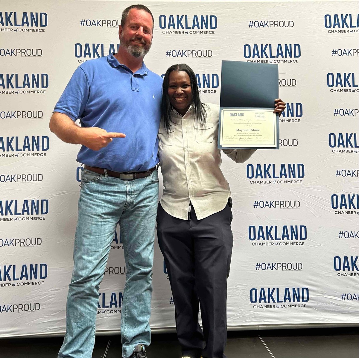 The City of Oakland and OakDOT are proud to congratulate Mayonah Shine, a supervisor in our traffic operations - roadway markings unit, now a 2024 graduate of the Oakland Chamber of Commerce Leadership Oakland program. Thank you for your service and leadership! #OakDOT #OakHero