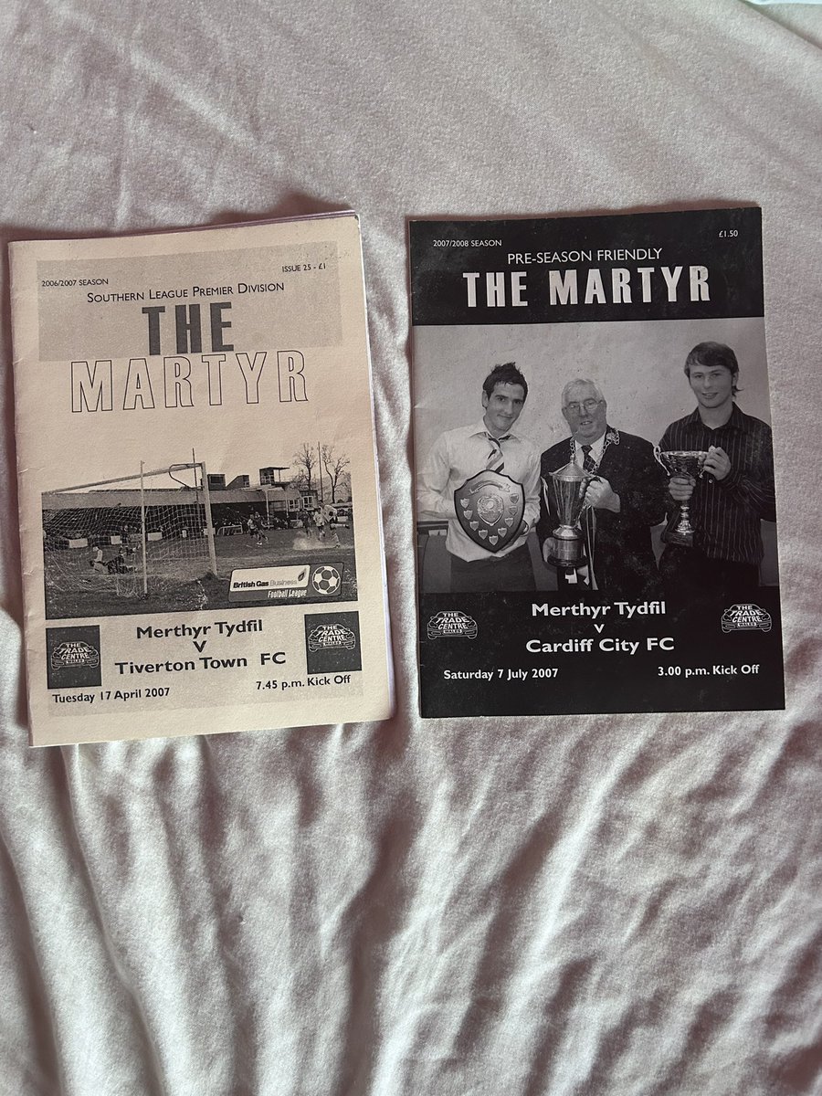 Just stumbled upon these at my parents house. I think they came from a distant relative who used to send me random programmes from games he went to. Any @MerthyrTownFC fans want them?