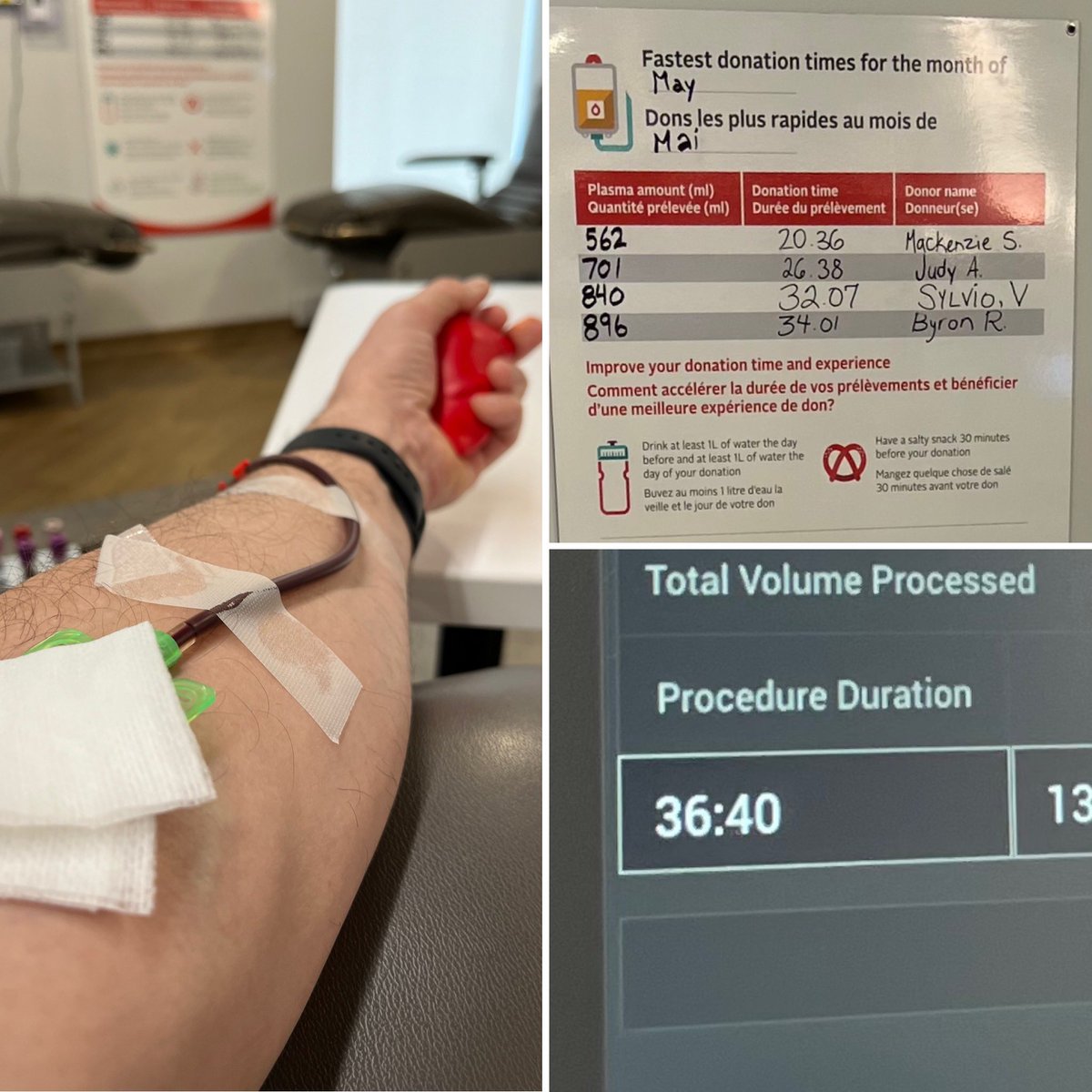 Foiled again!
My #plasma donation was over 2 minutes shy of Sudbury’s “Fastest Donation Time for the Month of May” record! 
#MaybeNextTime
@CanadasLifeline