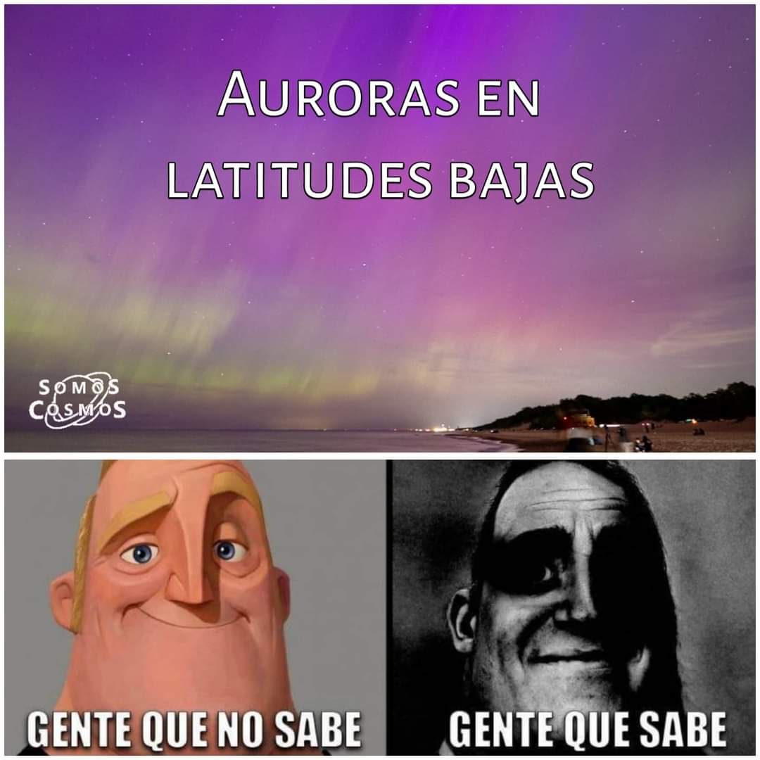 Ayer 10 de mayo, se presenciaron #AurorasBoreales en diferentes partes del planeta con latitudes bajas. (Donde no acostumbran ocurrir) Estas fueron las reacciones de la gente que no sabe y la que sabe: Y aquí la explicación científica: somoscosmos.com/que-consecuenc…