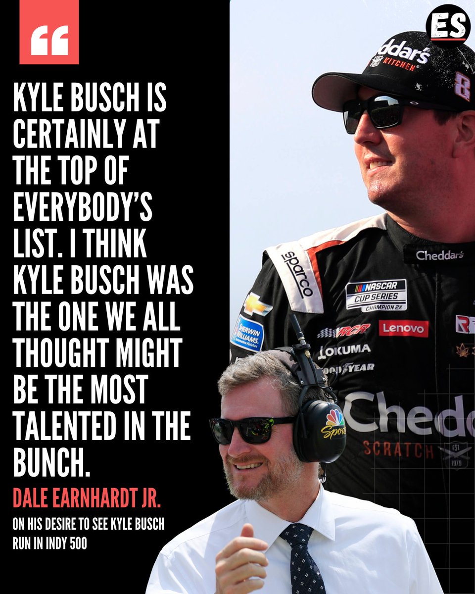 Dale Earnhardt Jr. Weighs in on Kyle Busch’s Potential at the Indy 500. 🔥 Talent Recognized by a Legend. 💪
#NASCAR #NASCARCupSeries #NASCARRacing #DaleEarnhardt #KyleBusch #Motorsports