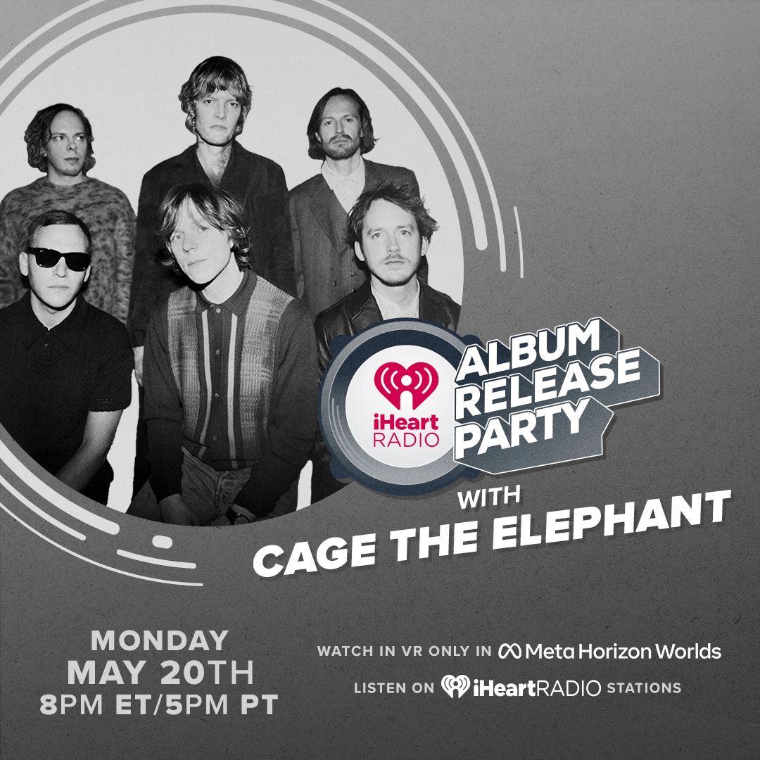 Our new album NEON PILL is out next Friday...! We can’t wait to celebrate our @iHeartRadio Album Release Party with all of you on May 20th. Watch the show in VR on Meta Horizon Worlds! RSVP here: ihr.fm/iHeartRadioCag… #NeonPill #iHeartCageTheElephant @MetaHorizon