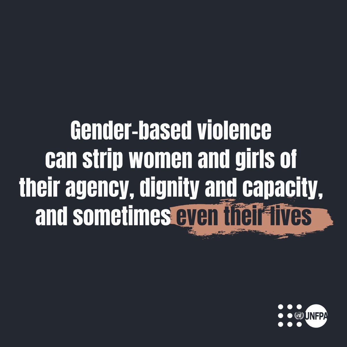 Let’s be clear:

Any type of harmful practice against a woman or a girl is gender-based violence.

And it should never happen.

See what @UNFPA is doing to #ENDviolence worldwide: unf.pa/gbvd

#GlobalGoals