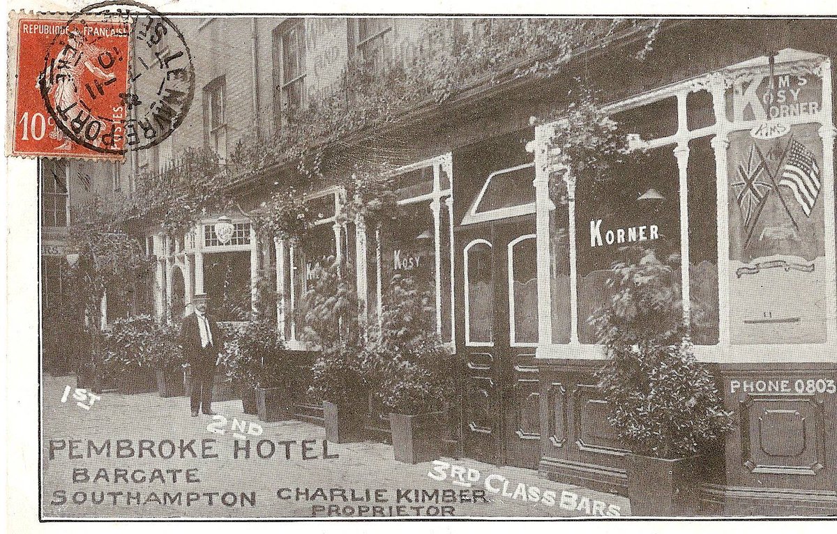 Pembroke Hotel, #Southampton This public house stood on the southeast side of Pembroke Square, immediately east of the Bargate. Commonly called 'Kim's Kosy Korner', after one of its landlords, Charles Kimber. Demolished in the 1930s when the Bargate Ring Road was constructed.
