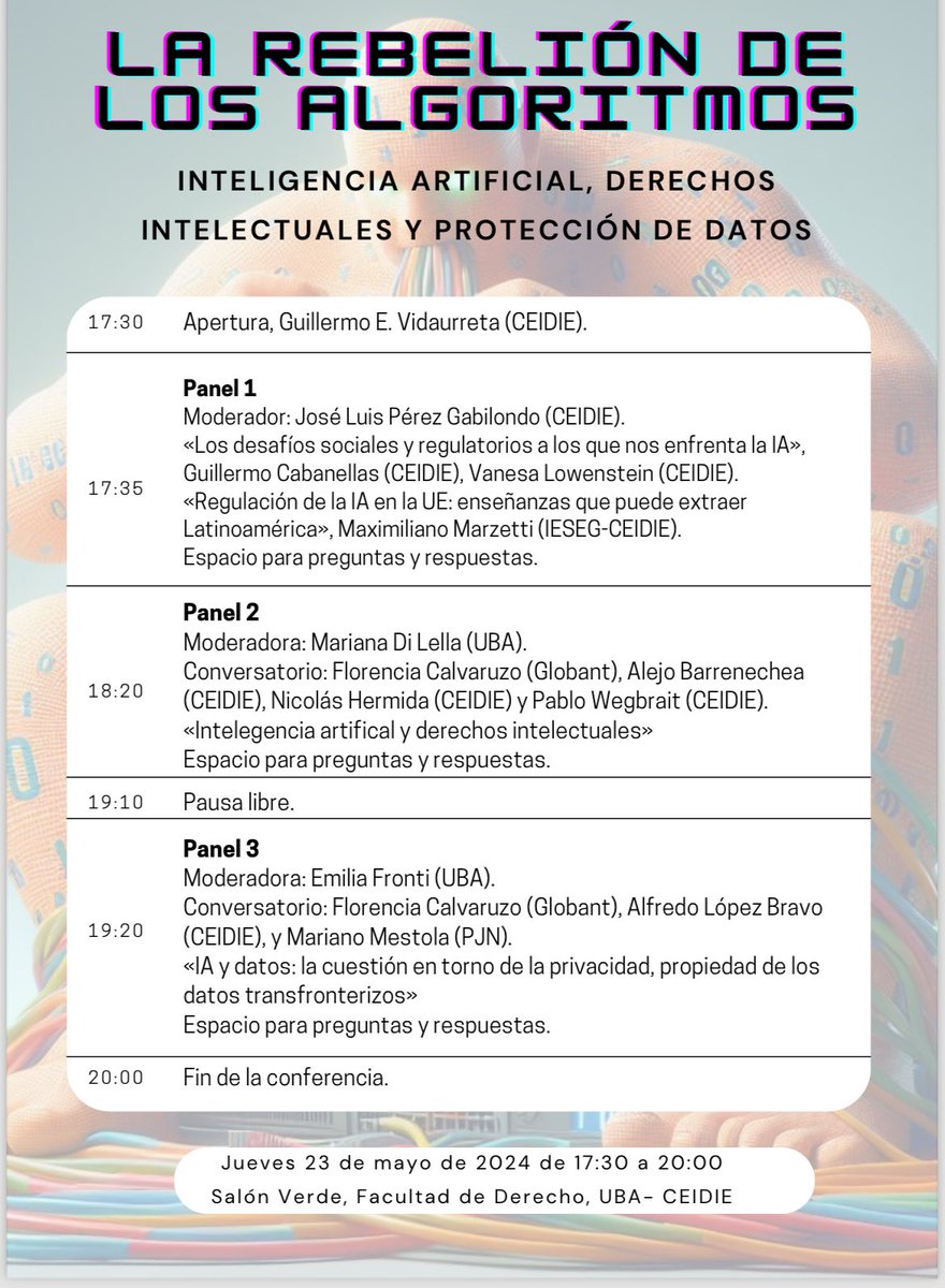 gevidaurreta's tweet photo. Los esperamos el jueves 23 de mayo a la 17:30 en el Salón Verde de la Facultad de Derecho de la UBA. La entrada es libre y gratuita pero requiere inscripción previa: ceidie@derecho.uba.ar https://t.co/Cc7XLbjISP