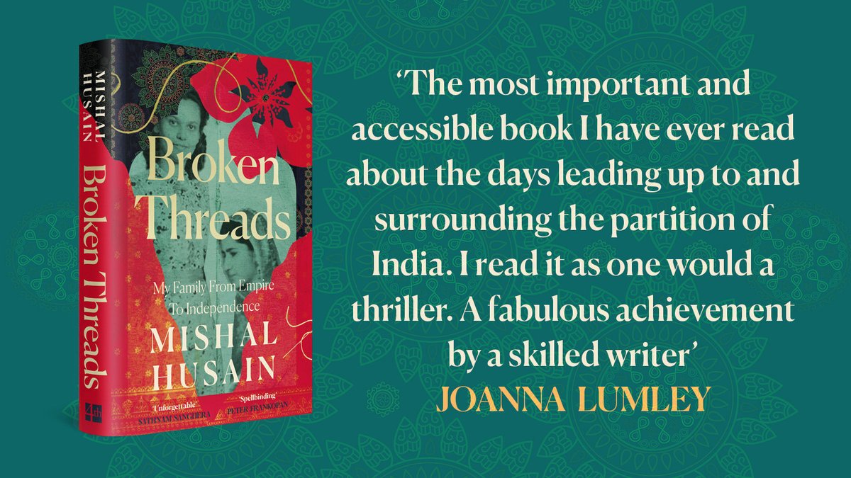 Obviously .. I am thrilled to have this from the fabulous Joanna Lumley. ‘Broken Threads: My Family From Empire to Independence’ is out in 3 weeks ▶️ harpercollins.co.uk/products/broke…