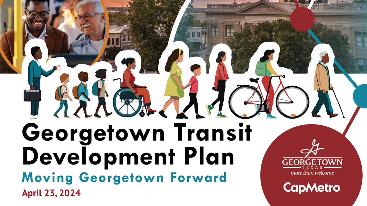 #CapMetro and the City of Georgetown are working to update Georgetown’s existing Transit Development Plan, adopted in 2016, to evaluate and address increased mobility needs for the rapidly growing community. ➡️ Read the latest updates: georgetowntdp.com