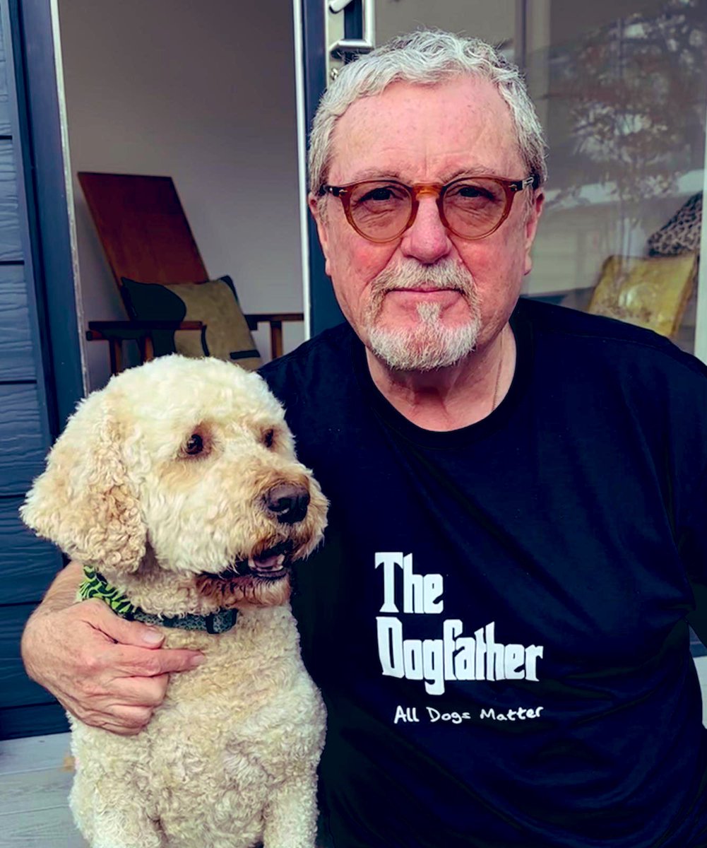 Filming today with @MartinTaylorMBE and surprised him with a new T from fabulous charity @AllDogsMatter ! He loves it and so does Ted 🐾 #TheDogFather