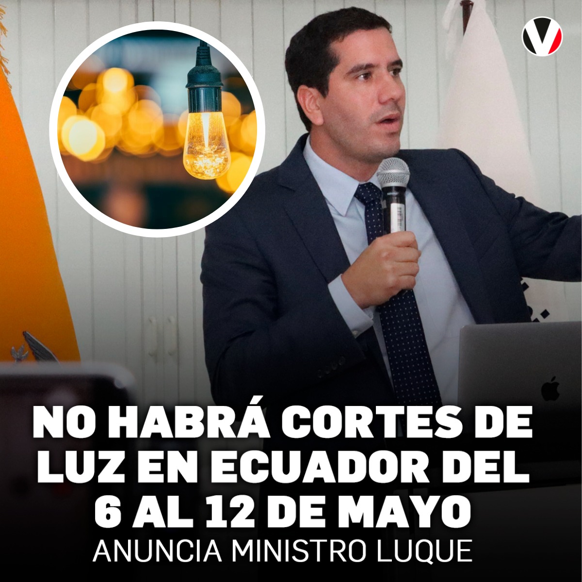#LoMásLeído | El ministro de Energía y Minas (e), #RobertoLuque, anunció esta semana que no habrá cortes de luz en #Ecuador durante la semana del 6 al 12 de mayo debido a que la capacidad de suministro eléctrico ha mejorado por lluvias recientes. ▶️ v.vistazo.com/3yejcDQ