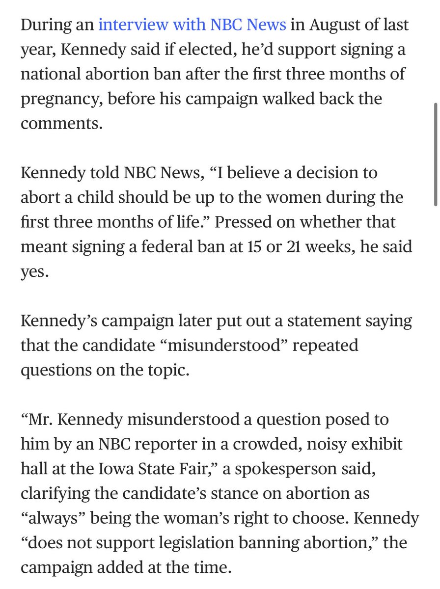 RFK Jr. has been all over the map on abortion, via @kekoretski nbcnews.com/politics/2024-…