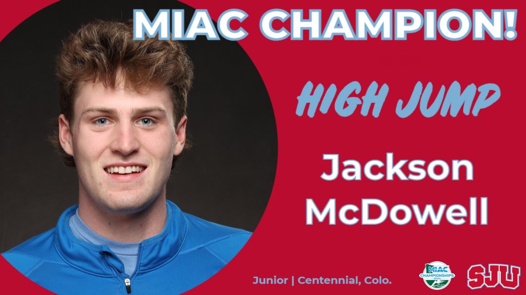MIAC CHAMPION! Junior Jackson McDowell wins the MIAC outdoor title in the high jump with a school-record height of 2.10 meters! #GoJohnnies #d3tf