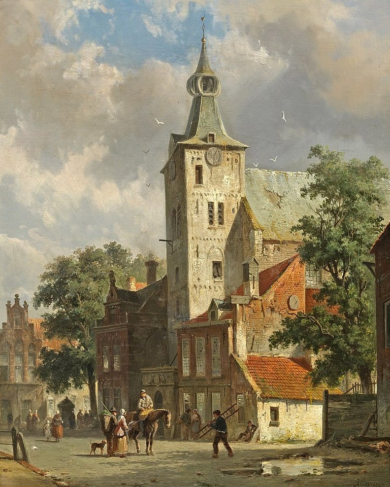 Een Hollands stadsgezicht, rond 1870. #Nederland 🇳🇱 🎨 Adrianus Eversen