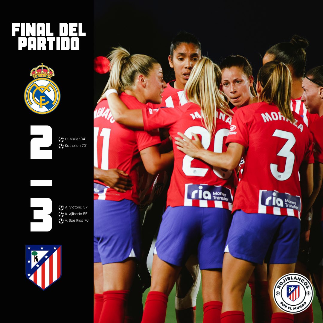 Finaliza el derbi con la victoria de nuestras chicas y consiguen los tres puntos.

#atléticomadrid #forzaatleti #orgullocolchonero #ligaiberdrola