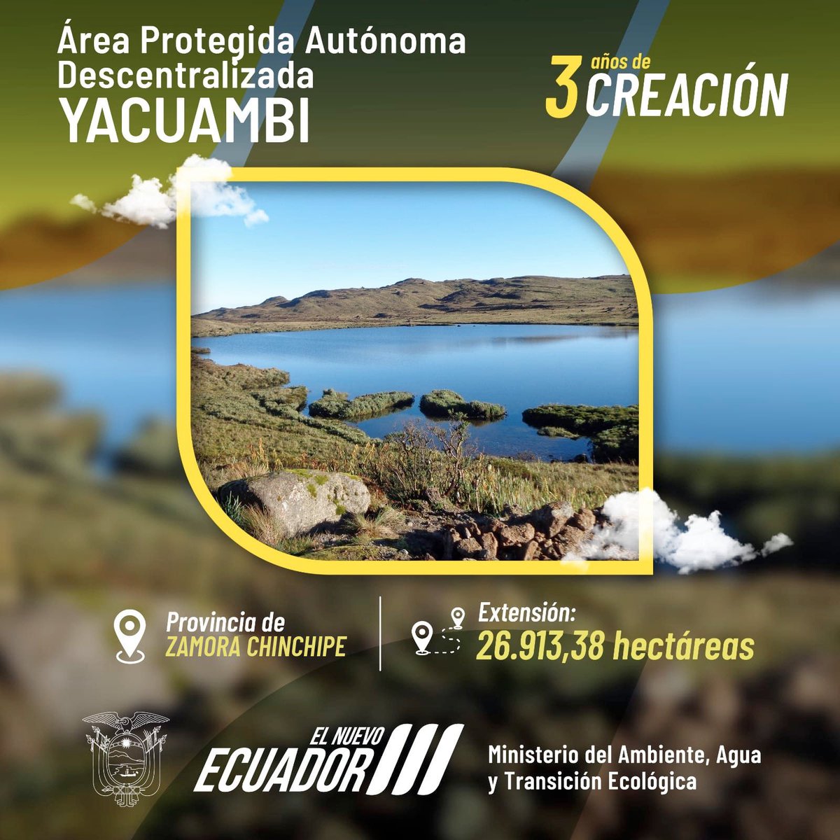 🥳 Hoy conmemoramos 3 años de creación del Área Protegida Autónoma Descentralizada Yacuambi Desliza para conocer más sobre este espacio natural. #Yacuambi