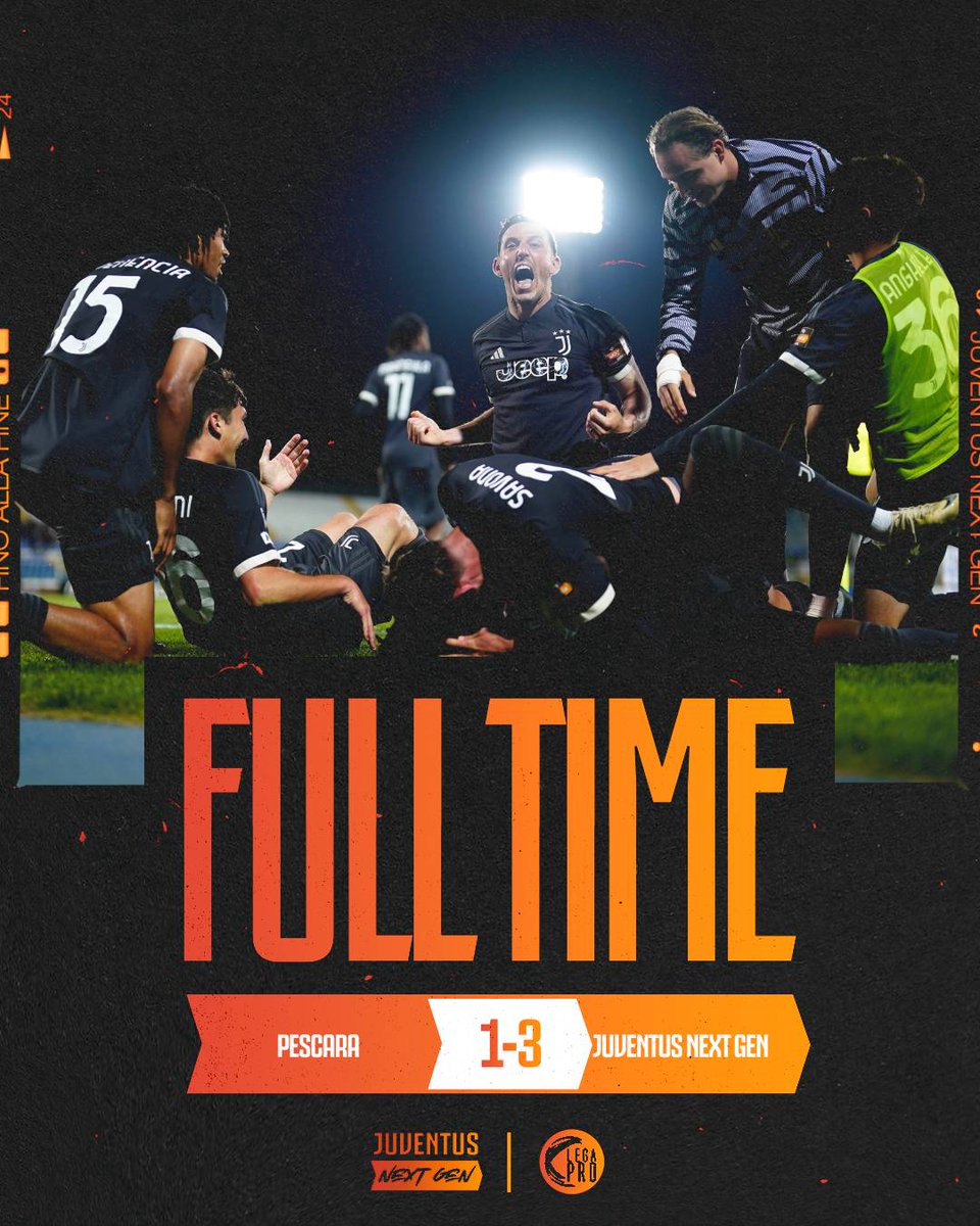 Una grande Next Gen batte il Pescara in trasferta e continua il suo cammino nei PlayOff di #SerieC! ⚪⚫🔥
🗓️ Prossima gara: Martedì 14 Maggio, in attesa del sorteggio dell'avversaria in programma domani.

Il racconto del match ➡️ juve.it/PescaraNextGen