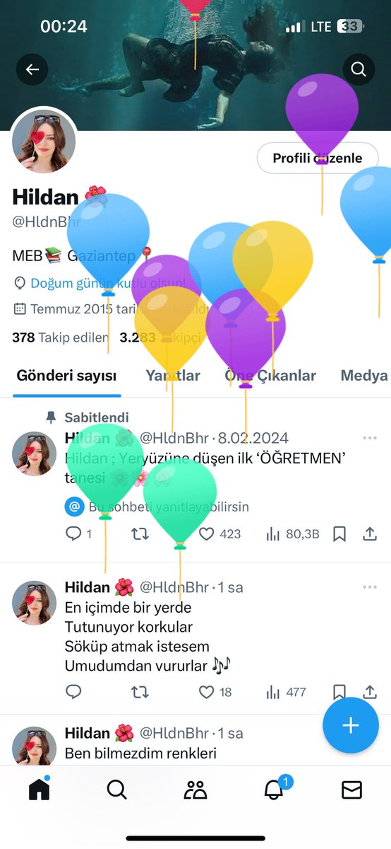 Profilimde balonlar uçuyor 🎈 🎈🎈🤭