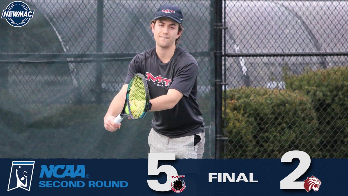 MIT wins again, taking down Trinity (TX), 5-2, in the second round of the NCAA Men's Tennis Championship. @MITAthletics will face Middlebury tomorrow. #GoNEWMAC // #WhyD3