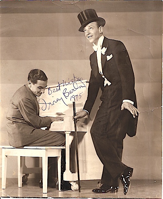 On this day in 1888, Irving Berlin was born in Belarus, Russia. His countless songs will live forever. In 1975, I copied his address out of Groucho's book and sent him this photo of himself and Fred Astaire on the set of 'Top Hat' (1935). He was kind enough to sign and return it.