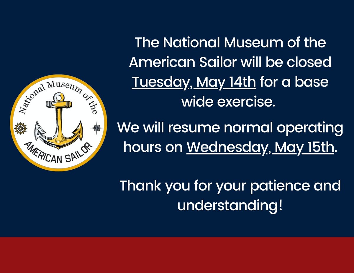 Hot off the press! Latest updates on museum operations for the upcoming week. #NavyReadiness #nmas #USNavy #NavyMuseum #NavalHistory #NavalHistoryMuseum #USNHistory #VictoryAtSea #GreatLakes #Illinois #EnjoyIllinois #VisitLakeCounty #VLC