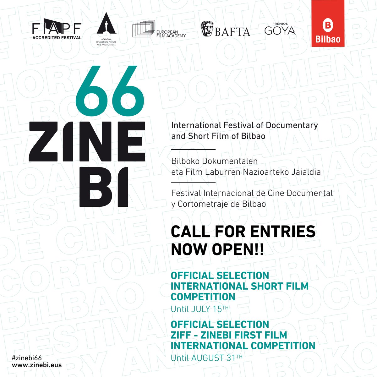 .Abierto el plazo de inscripciones de @ZinebiFEST 66, que se celebrará del 8 al 15 de noviembre de 2024.