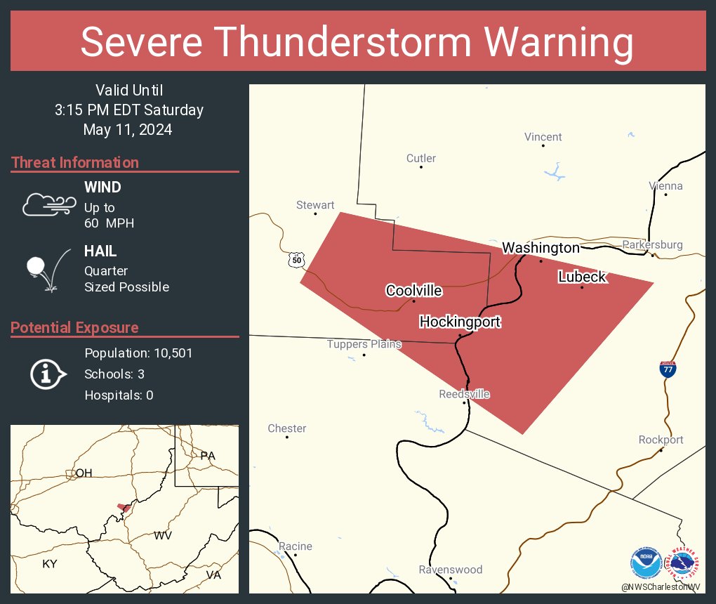 Severe Thunderstorm Warning including Lubeck WV, Washington WV and Coolville OH until 3:15 PM EDT