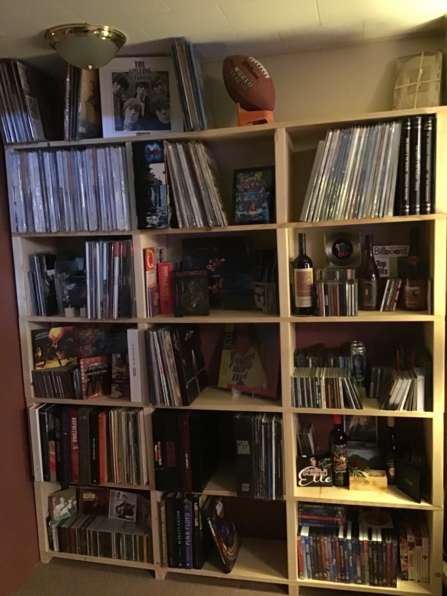 In dire need of storage space so I decided to build storage shelves on an available wall in my Batcave using 1'' X 12'' and 2'' X 12'' lumber, DIY project... Pretty happy with the results, however still in dire need of storage space 😃 
#vinylcollection #vinylcommunity