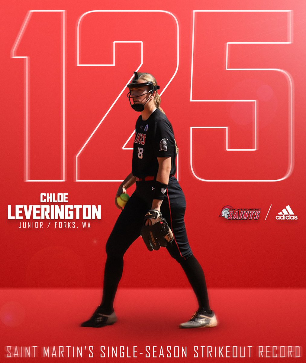 1⃣2⃣5⃣ in the 3⃣6⃣0⃣

Chloe Leverington now holds the record for most strikeouts in a season in Saint Martin's softball history.

#SaintsStrong 🗡️ / 🥎