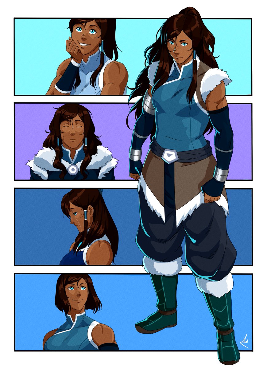 Here's a piece to celebrate the 4K, the 4 phases of Korra + my adult reinterpretation of her, thanks to all of you!😃😉