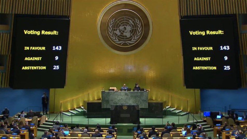 I join in the global celebration and extend my warmest congratulations to the State of Palestine for the monumental decision made by the UN General Assembly Emergency Special Session.

The adoption of a resolution recommending a positive reassessment of Palestine's membership by