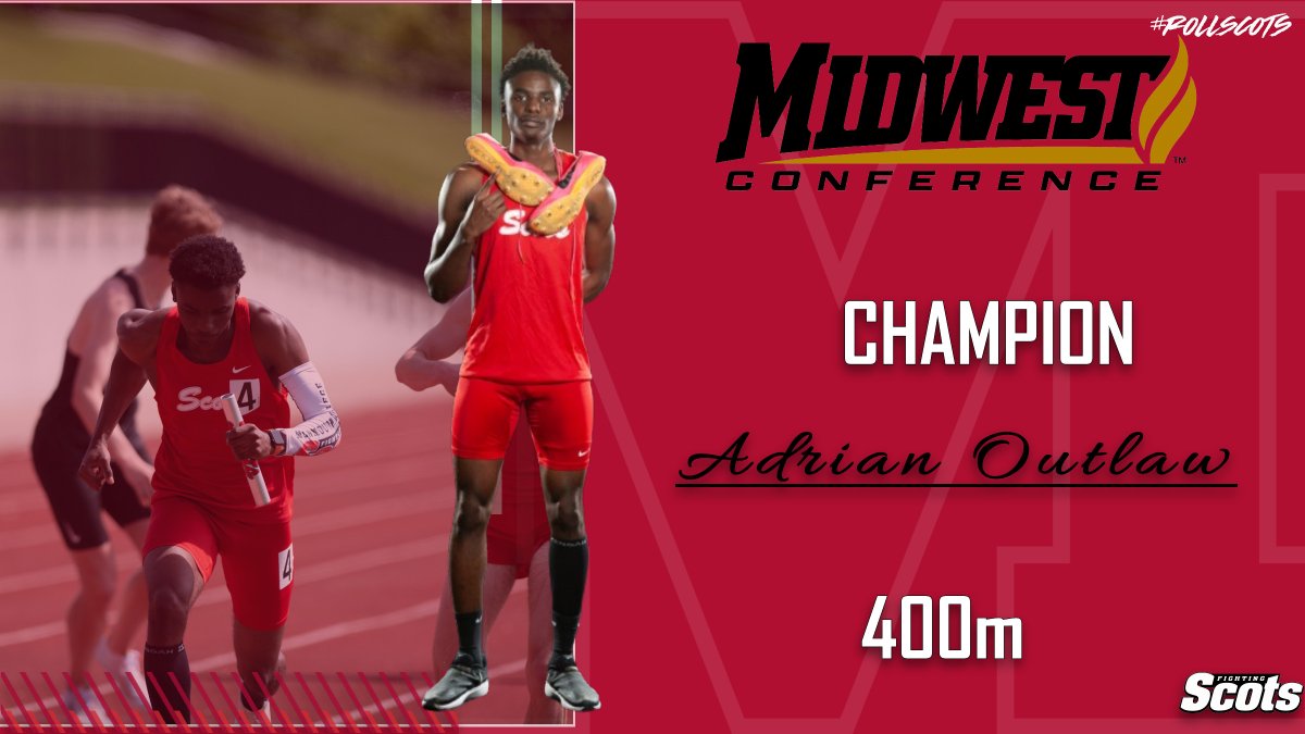 MCFightingScots's tweet photo. With a time of 49.55 seconds, Adrian Outlaw wins the 400m race to complete the indoor/outdoor double! First men's 400m champion for @ScotsTFXC since 2017 #RollScots https://t.co/HVg23CCgfA