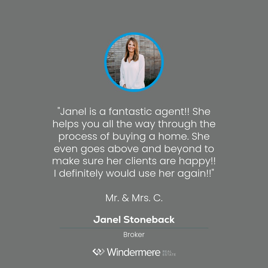 Great job Janel Stoneback! 
#wearewindermere #allinforyou #ourclientsmatter #windermereburien #testimonials #windermererealestate #happyclients