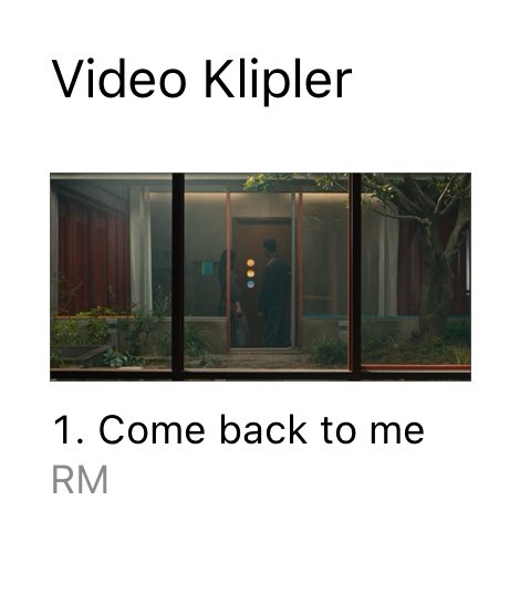 [ 🇹🇷 ] Türkiye iTunes - Video Klipler Listesi #1 Come Back To Me (🆕) 🔥 #RM #ComeBackToMe